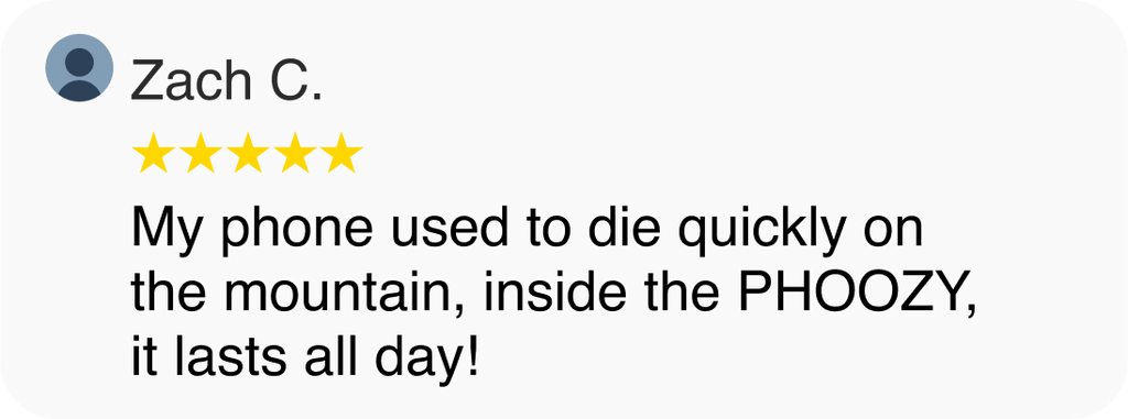 My phone used to die quickly on the mountain, inside the PHOOZY, it lasts all day!